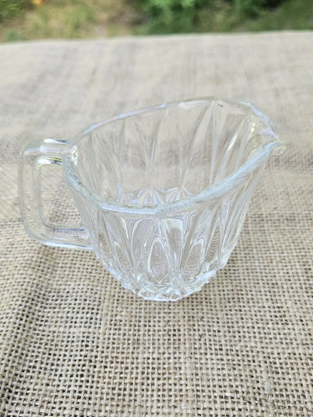 Clear Crystal Glass Creamer Pitcher - Classic Faceted Design
